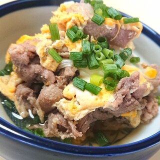 丼にも♪豚肉とネギの卵とじ★めんつゆで簡単！